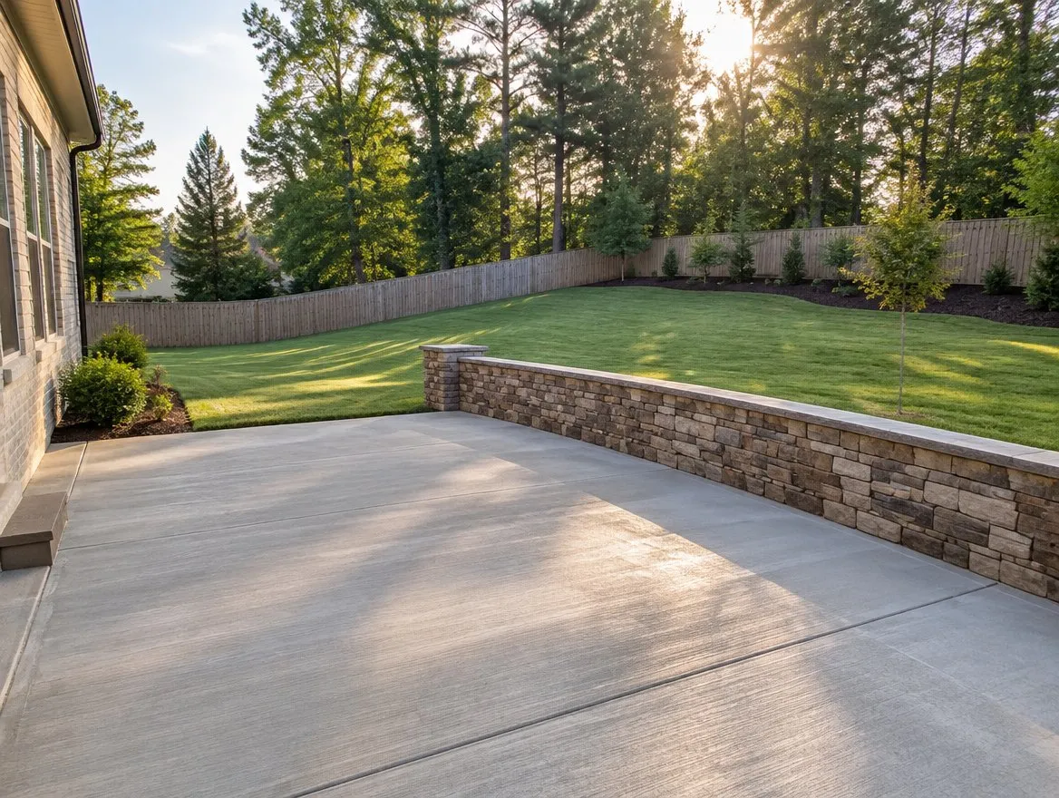 Concrete and masonry work outside a home