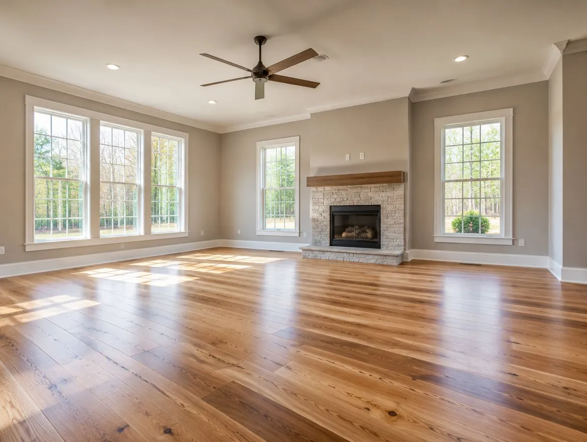 Finished wood flooring in a residential interior