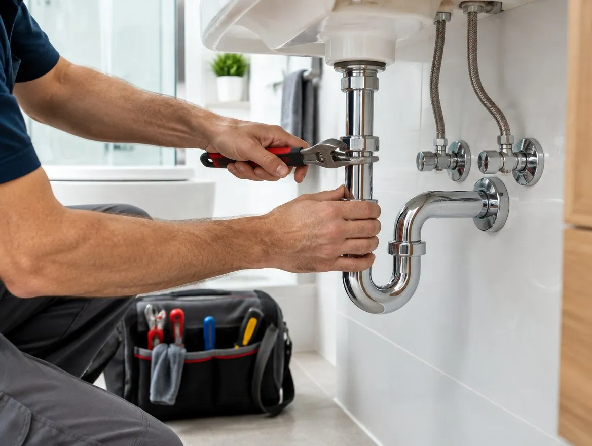 Plumbing pipes and fixtures during home improvement work